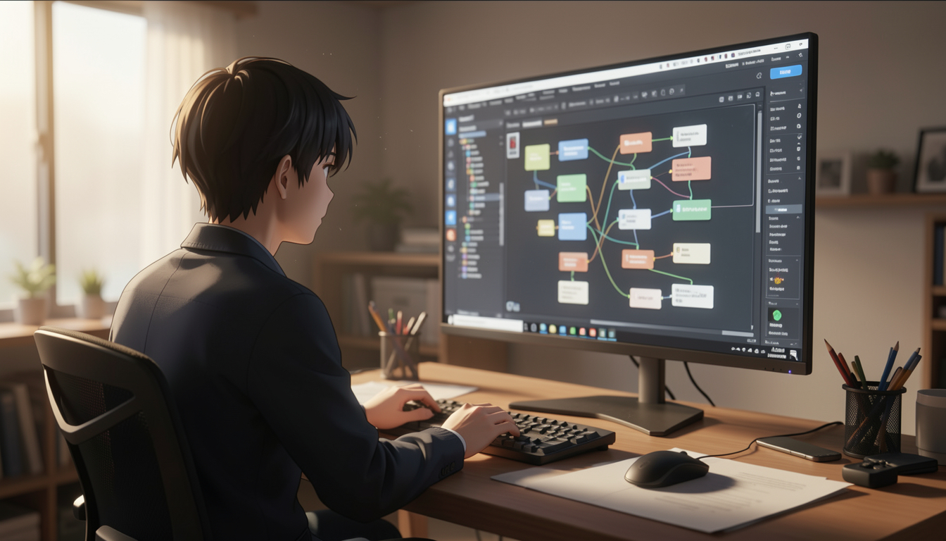 個人クリエイターがAI制作ツールを操作している様子