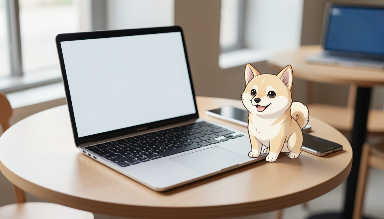 カフェのテーブルに置かれた折りたたみキーボードとスマホ