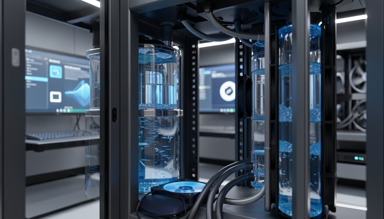 水冷システムを搭載したサーバーラックの様子