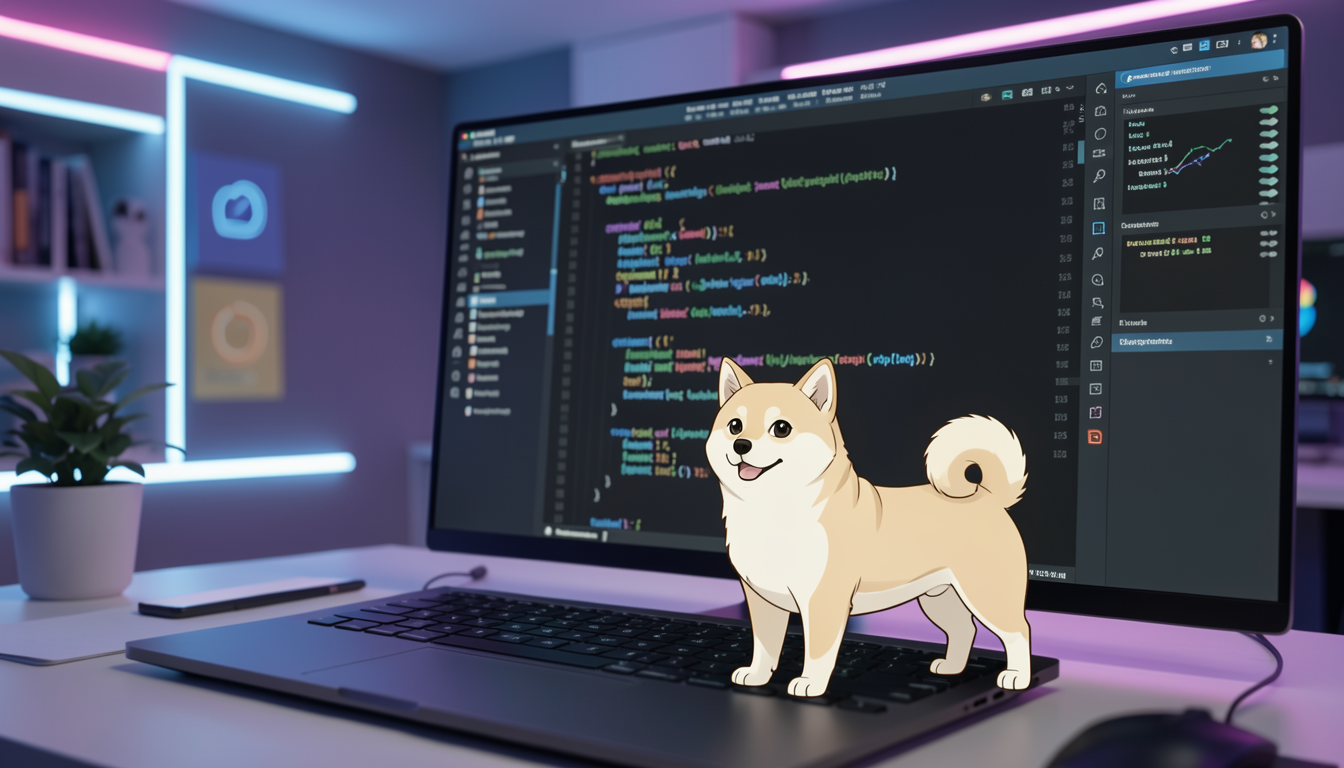 コーディングを行うAIエージェントの近未来的なイメージ