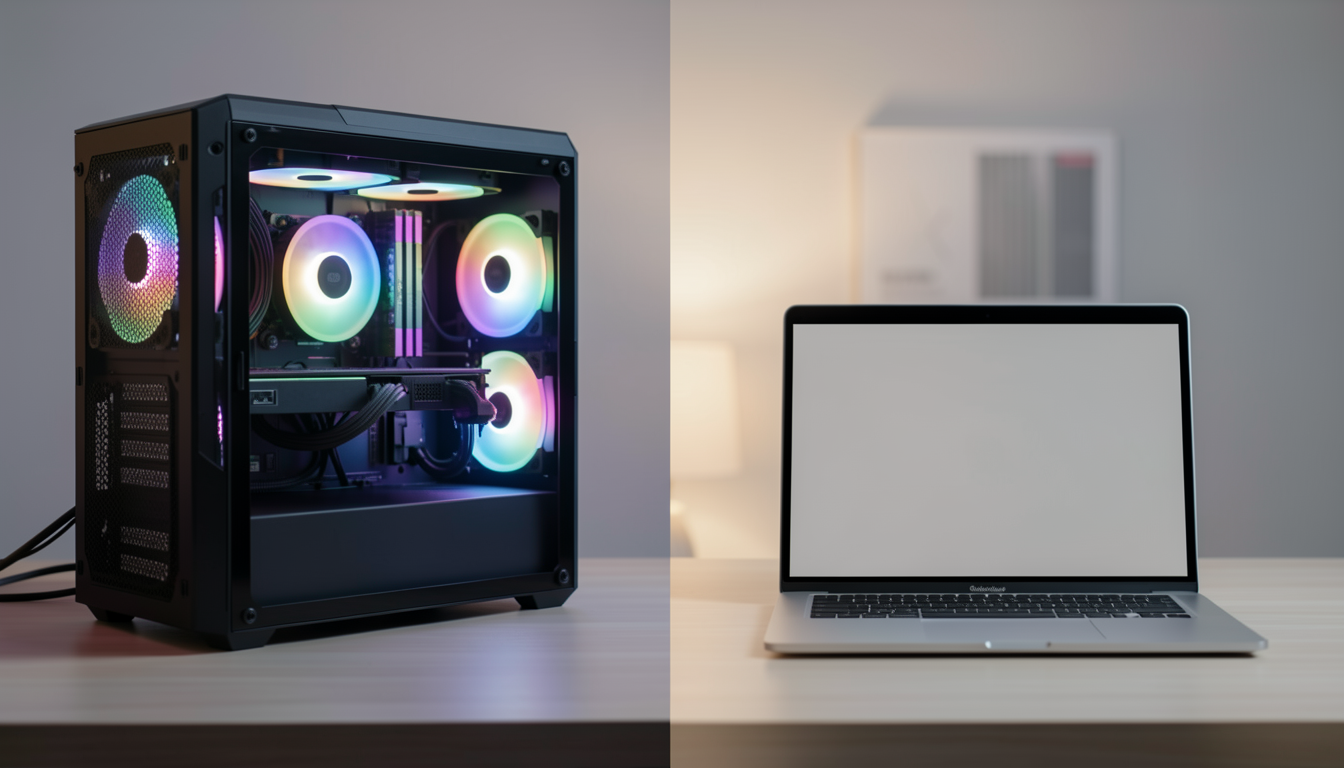 物理ゲーミングPCとノートPCの比較イメージ