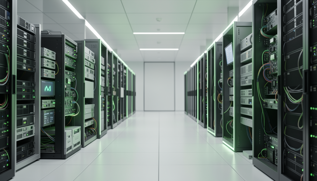 古いハードウェアが次世代サーバーとして生まれ変わる持続可能なコンピューティングの抽象画
