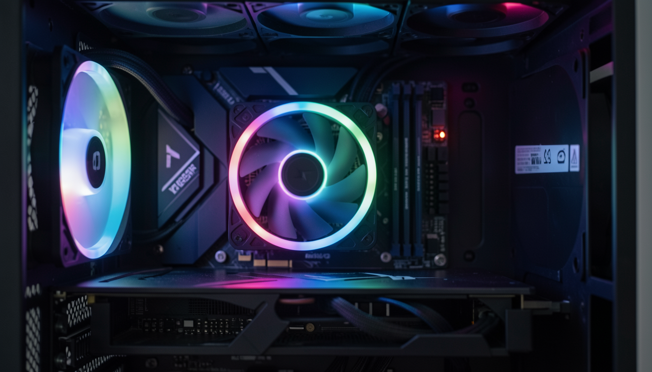 ゲーミングPC内部で光る高性能なNVIDIAグラフィックボード。