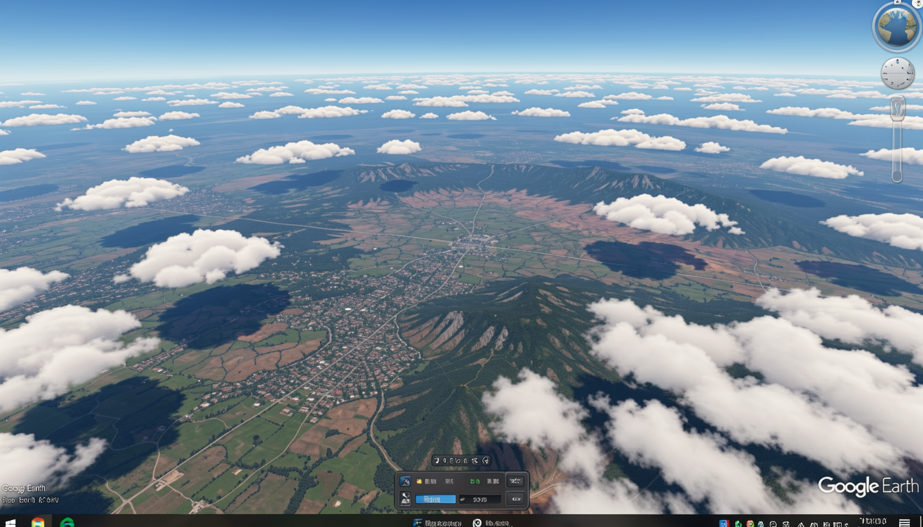 Google Earthのフライトシミュレーターから見える上空からの美しい風景