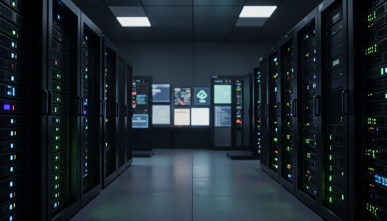 サーバーラックが整列するデータセンターのイメージ