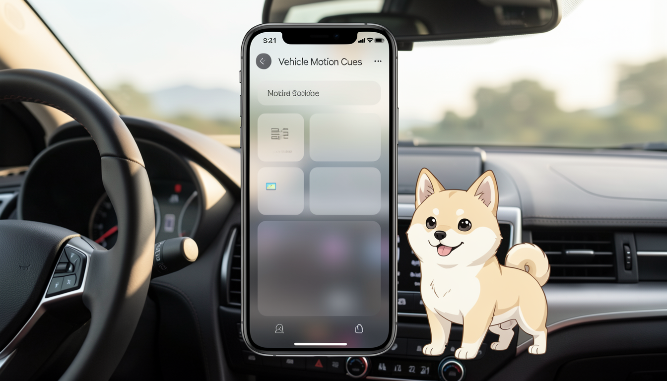 iPhoneの画面端に表示された車両モーションキューのドット