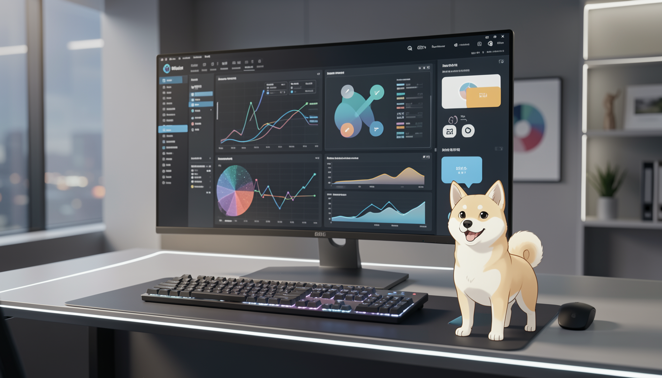 高性能PCでローカルAIモデルを動かしている様子を表したデスク環境