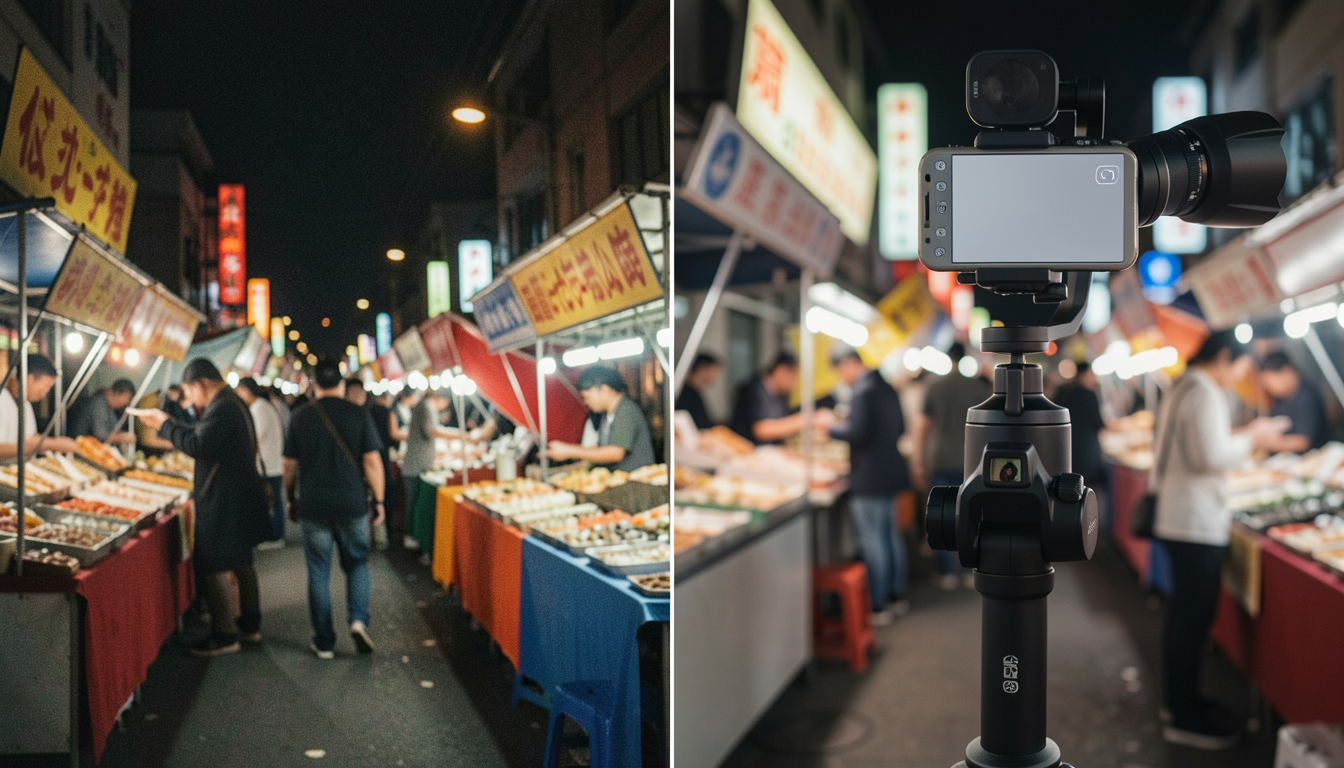 スマホ撮影と専用カメラの夜景画質比較イメージ