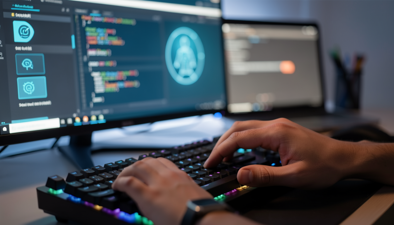 AI開発支援ツールを使ってコードを記述するエンジニアの手元