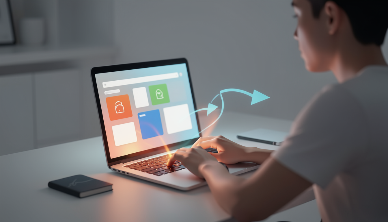 熱管理を考慮しながらノートPCで作業するユーザーのイメージイラスト