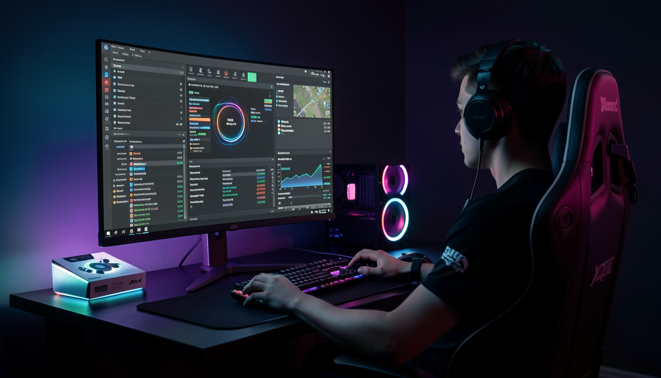 ゲーミングPCで高度なAI処理を見守るゲーマーのデスク周り
