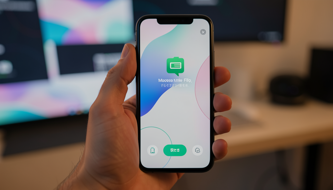 スマートフォンに表示されたファイル転送成功の通知画面