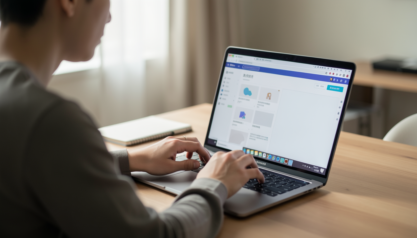AI搭載ブラウザを活用して快適に作業を行うビジネスパーソン
