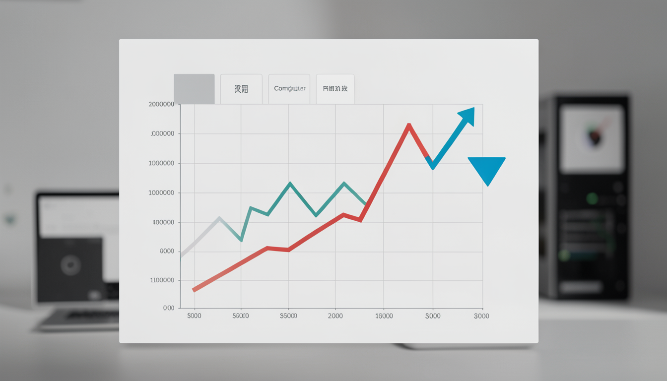 不安定なPCパーツ価格推移を示すグラフをイメージしたデザイン