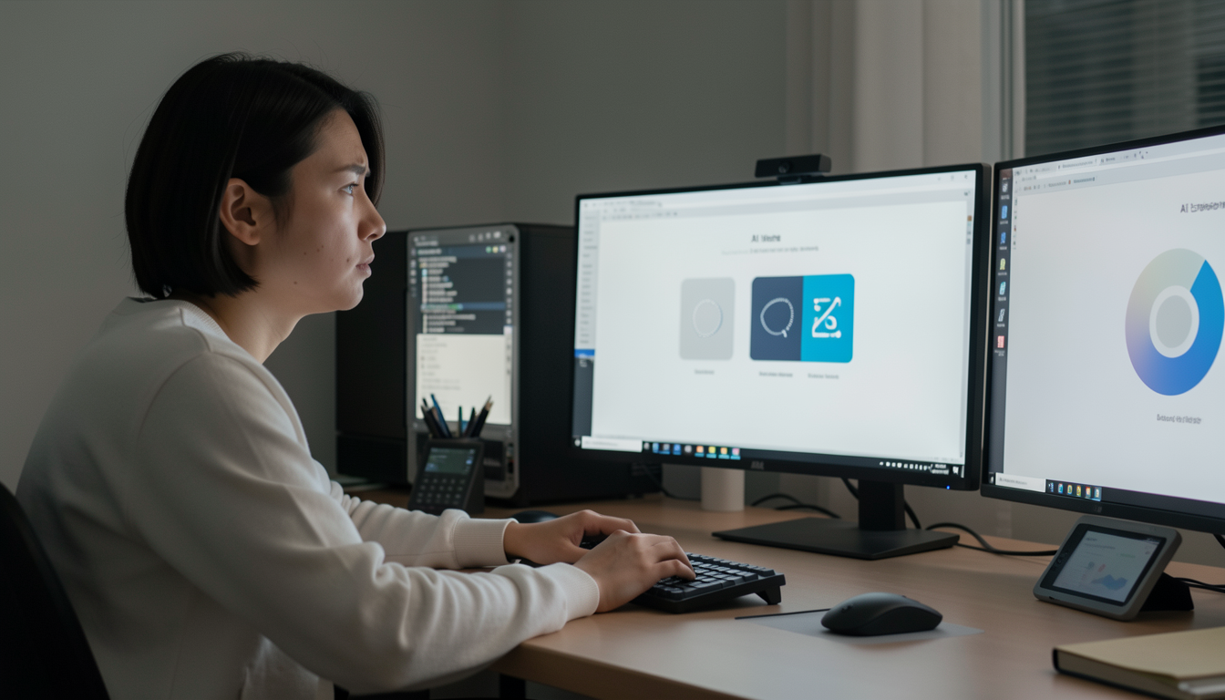 画面上の文字がAIに正しく認識されず困惑するユーザー