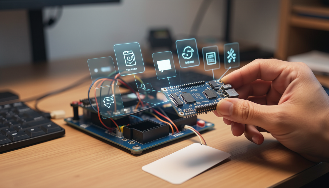 Kode Dotを使用して電子工作のプロトタイプを製作している様子