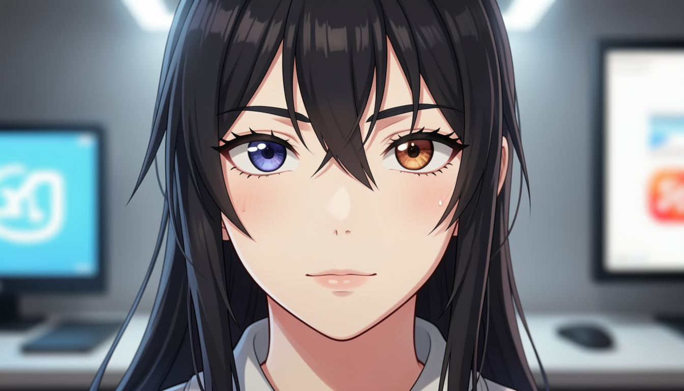 AIによって生成されたアニメキャラクターのクローズアップ画像