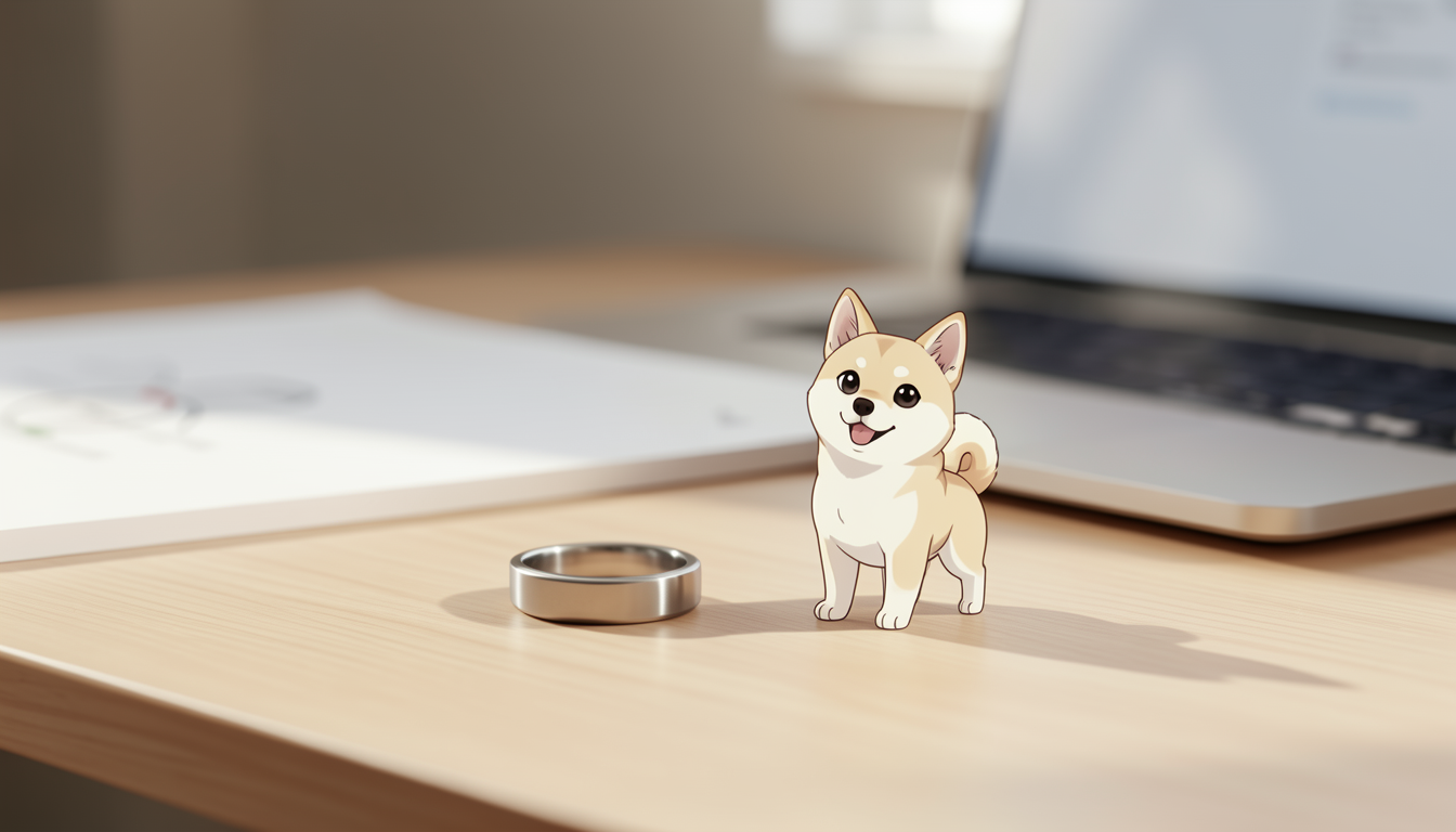 木製の机の上に置かれたシンプルなスマートリング
