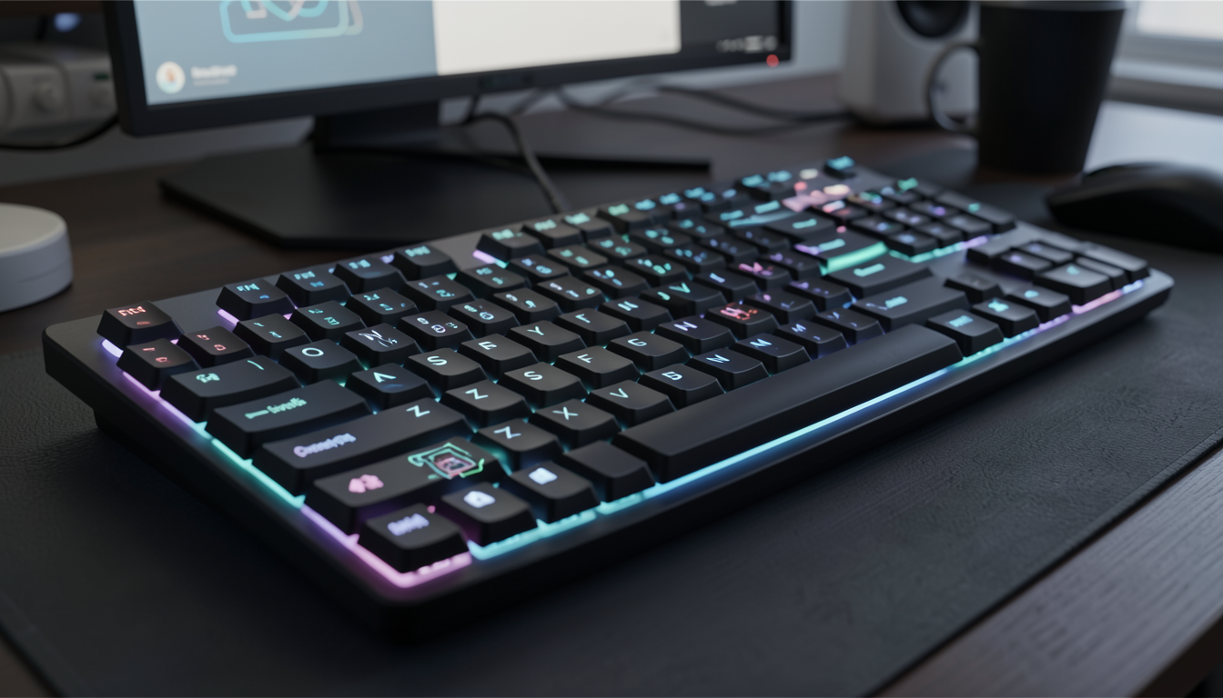 AIエージェント操作用の特殊なショートカットキーが搭載されたキーボードのアップ