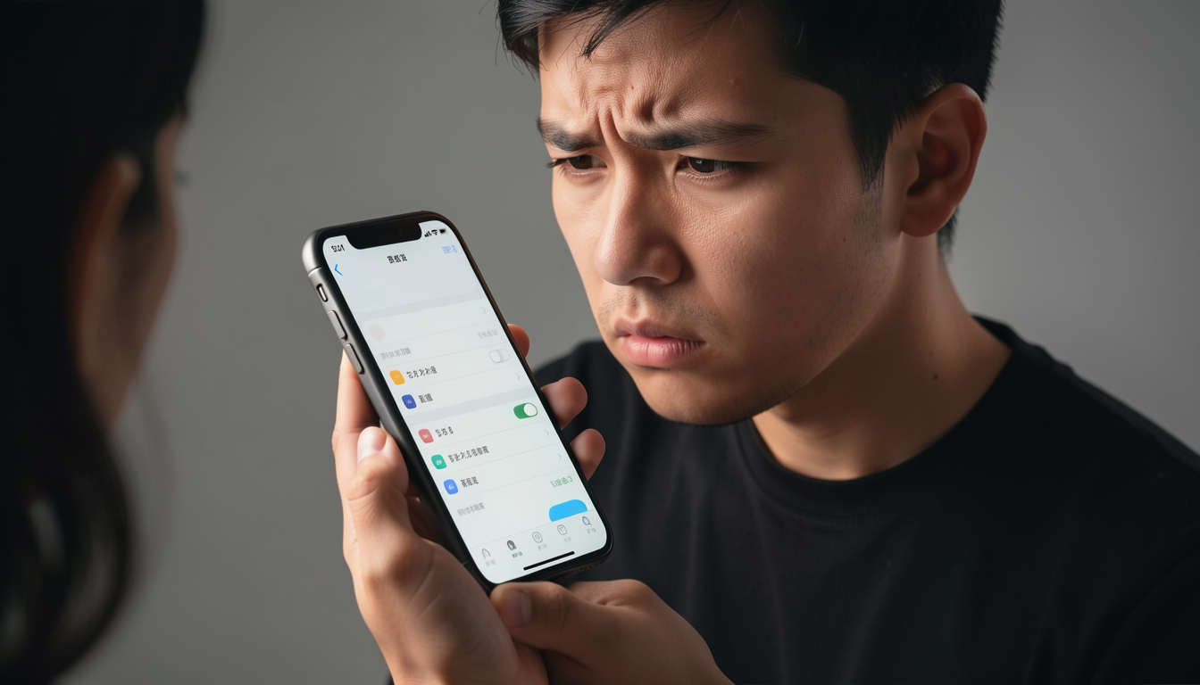 iPhoneのストレージ設定画面を見ながら整理を検討するユーザー