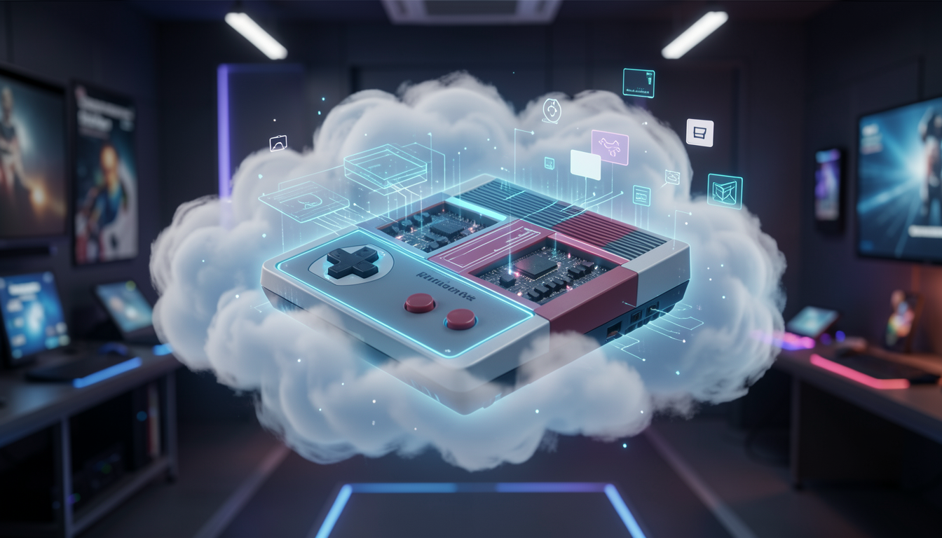 レトロゲームのデジタル保存と現代のPC環境の融合を表現したイメージ