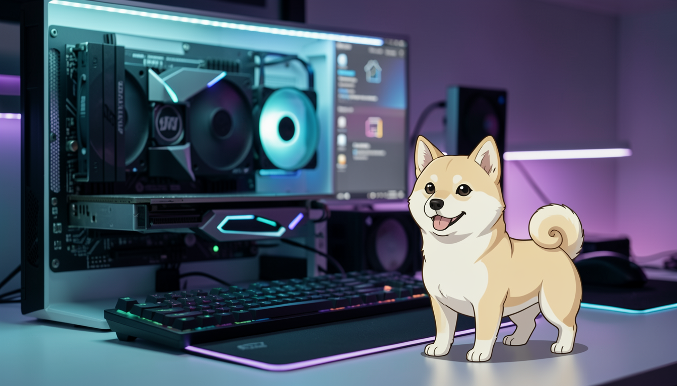 PCケースの中で光るグラフィックボードの様子