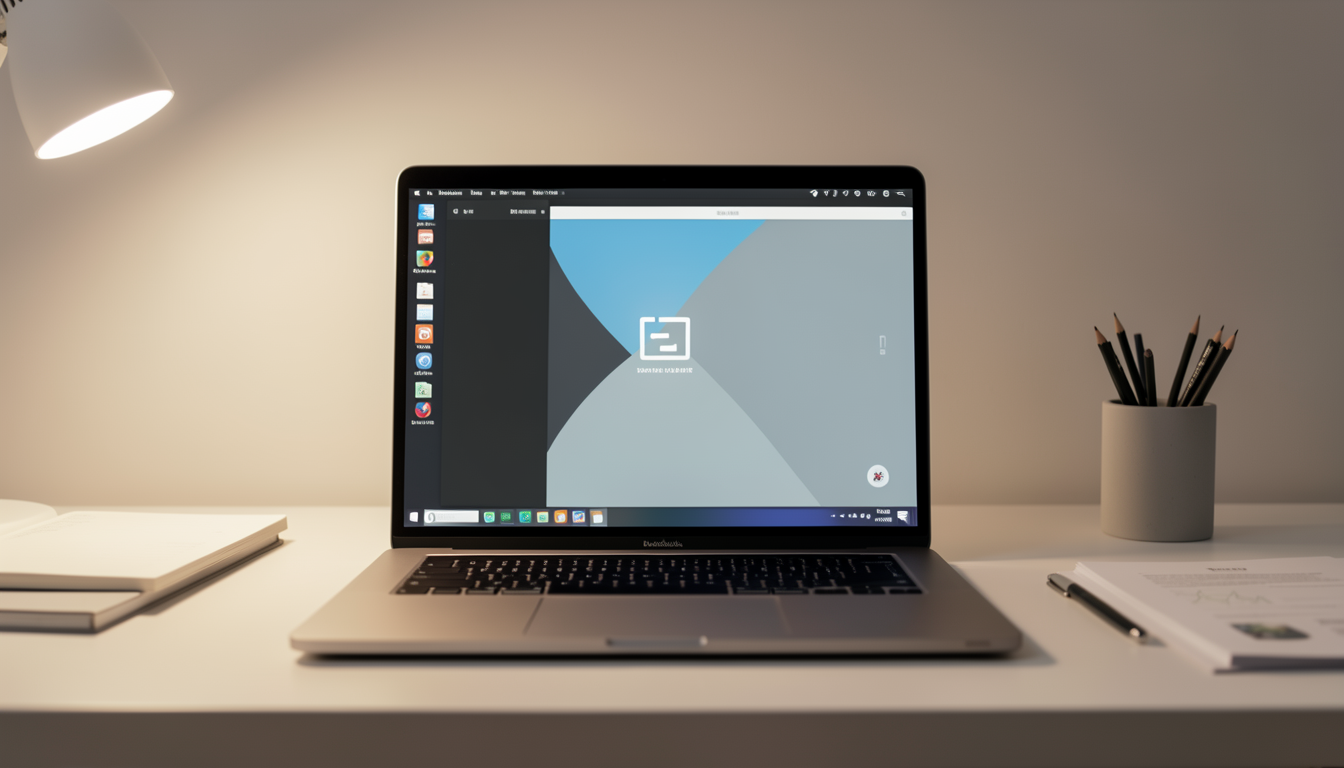 モダンなデスク環境でLinuxを操作しているノートPC