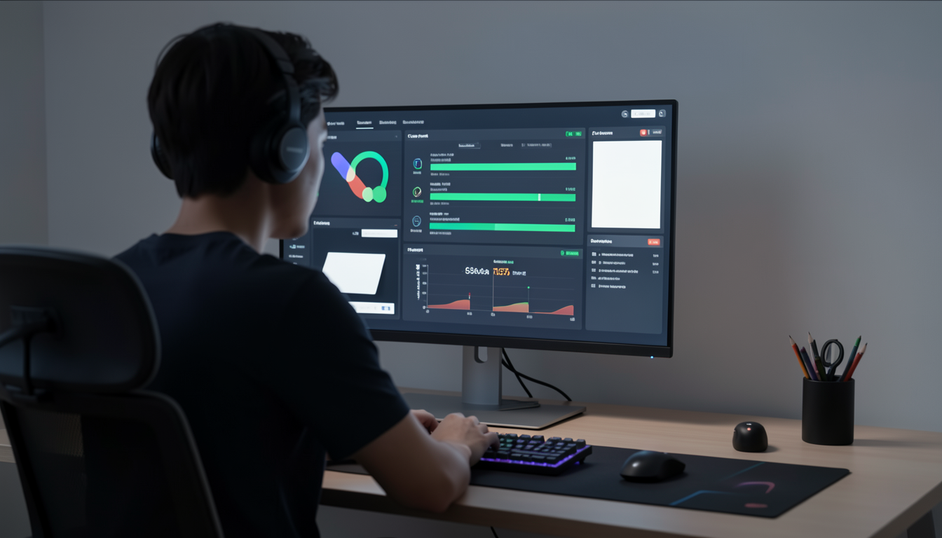 PCでAIのパフォーマンスを監視している様子