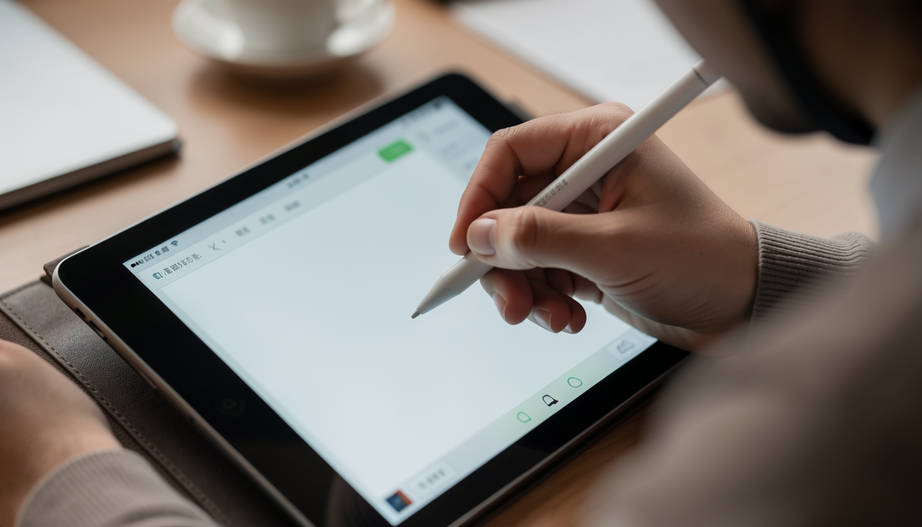 Kindle Scribe Colorsoftでスタイラスペンを使用してメモを取っている様子