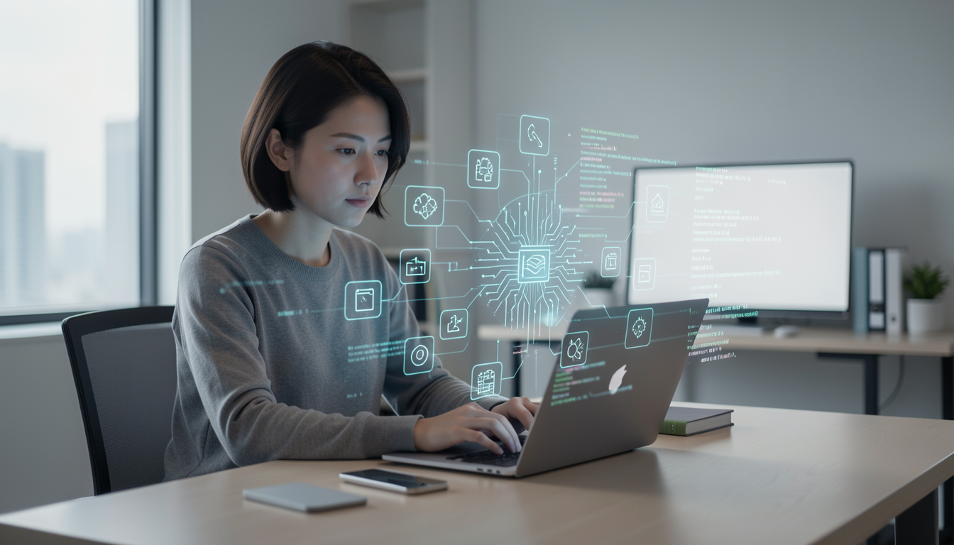 AIブラウザを利用して効率的に作業を行うユーザーのイメージ