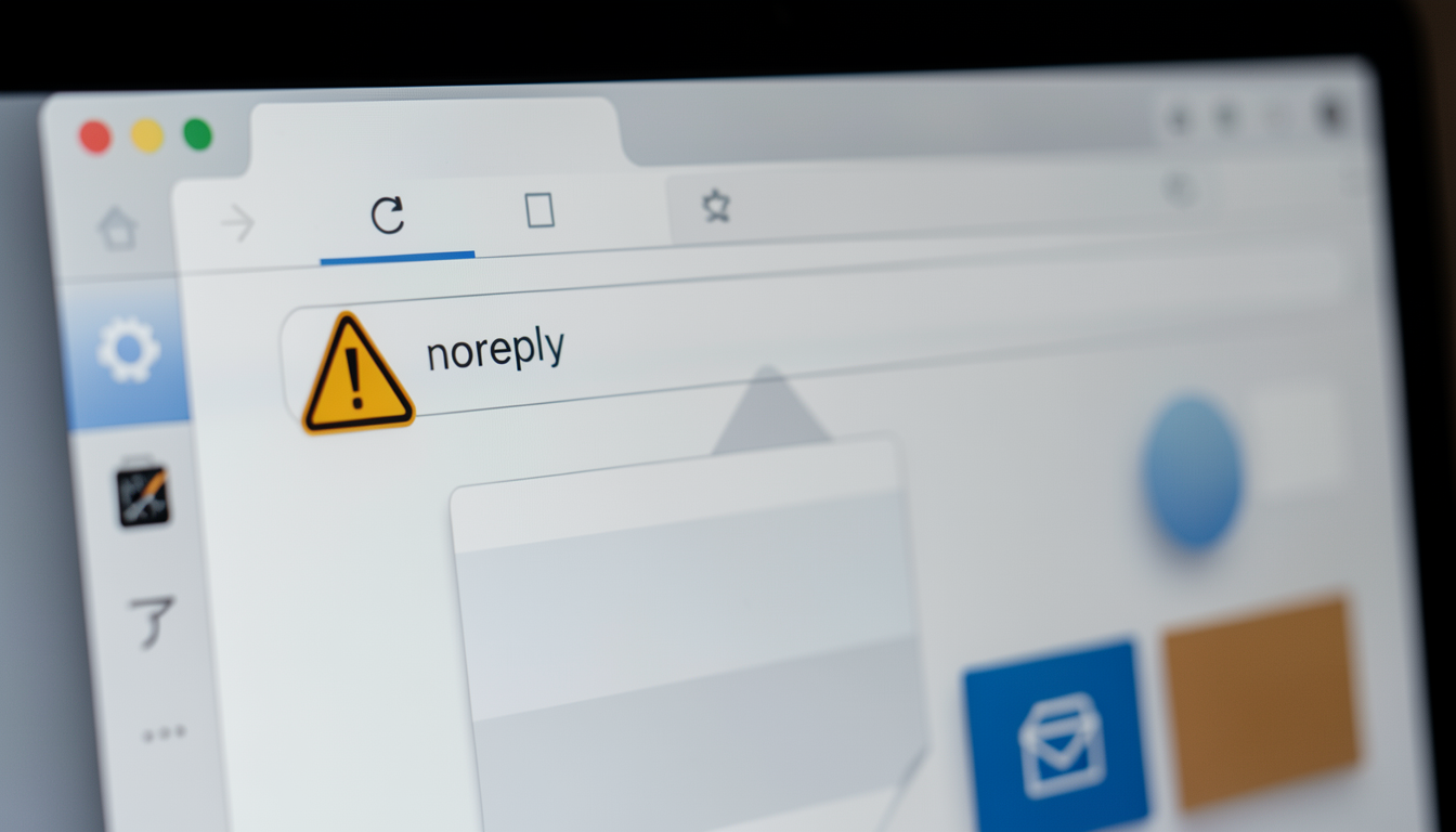 noreply宛のメール送信に警告アイコンが表示されている画面