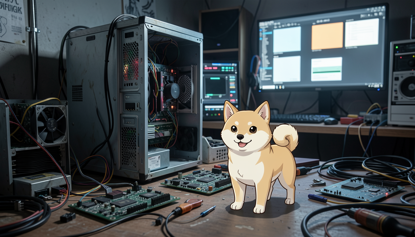 ガラクタのように見えるがこだわりが詰まった自作サーバーの作業風景