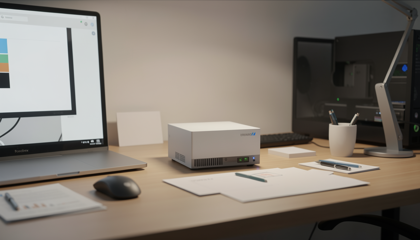 デスクトップに置かれた静かな自作AIサーバーのイメージ