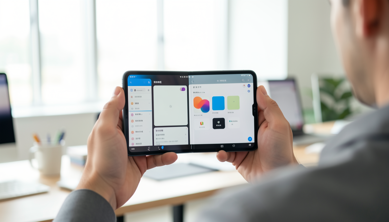 Pixel 11 Pro Foldでマルチタスク機能を使っている様子