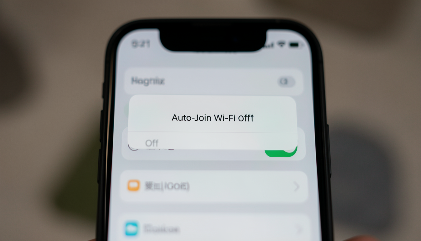 スマートフォンの設定画面でWi-Fiの自動接続をオフにしている様子