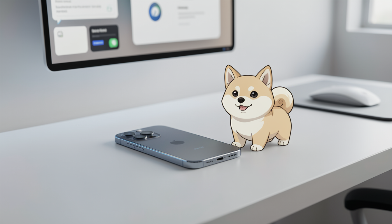 最新モデルのiPhoneをイメージしたスタイリッシュなデスク周りの写真