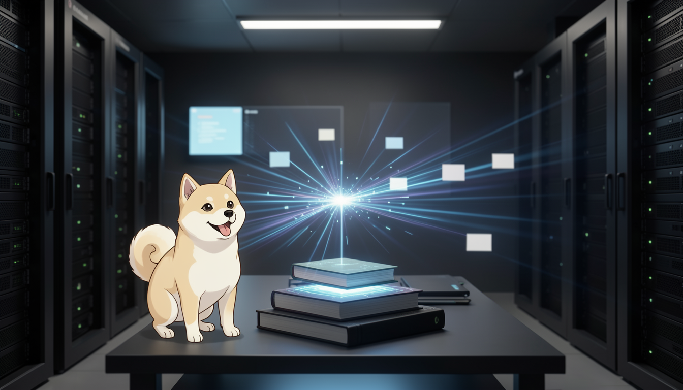 AIデータセンターで本がデジタルスキャンされる様子をイメージした概念図