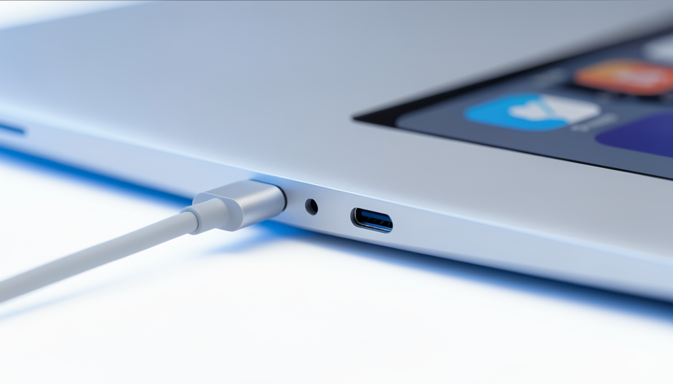 タブレット側面の2つのUSB Type-Cポートを拡大したイメージ