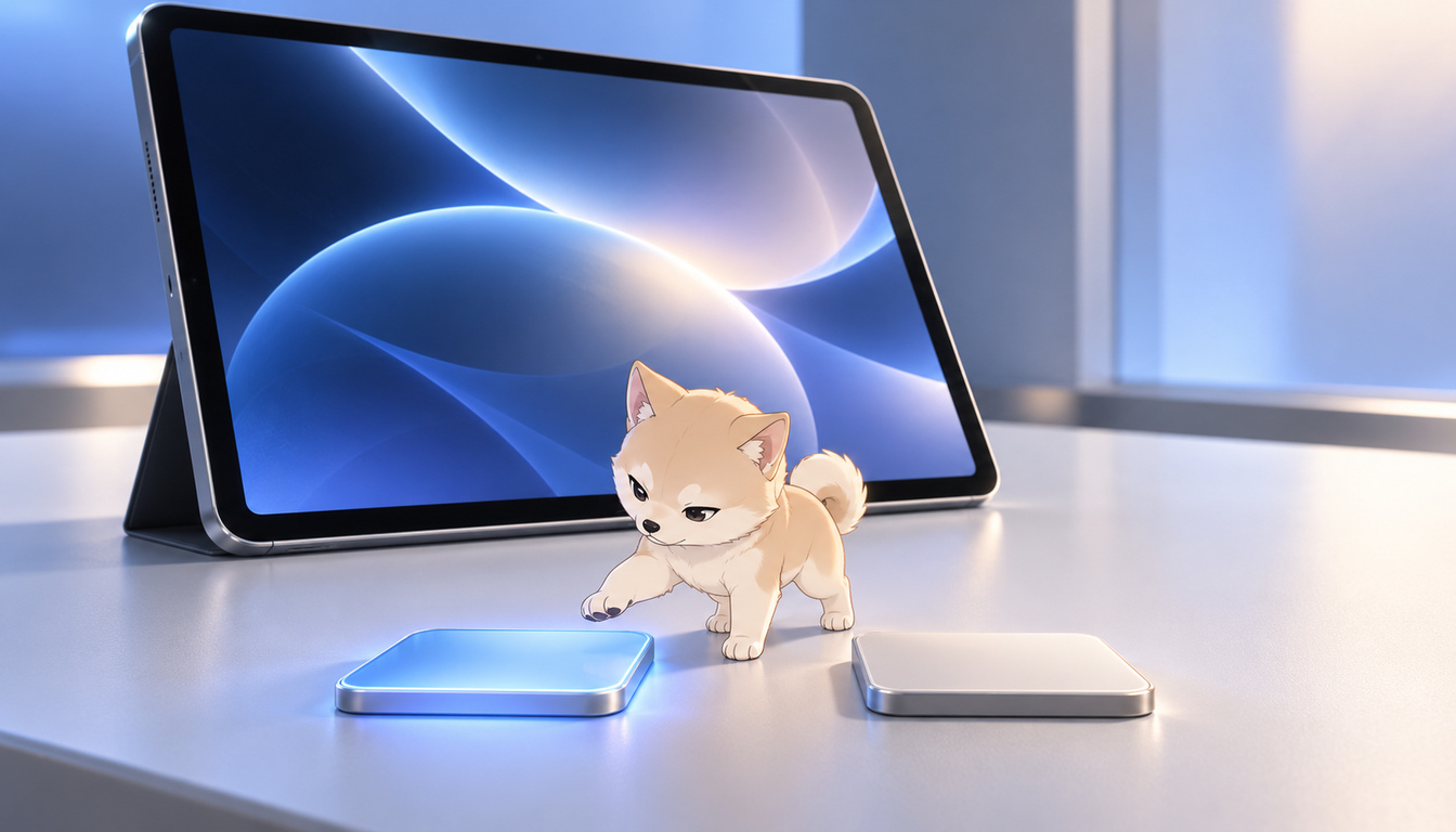 白とシルバーを基調としたコンパクトなタブレット端末のイメージ