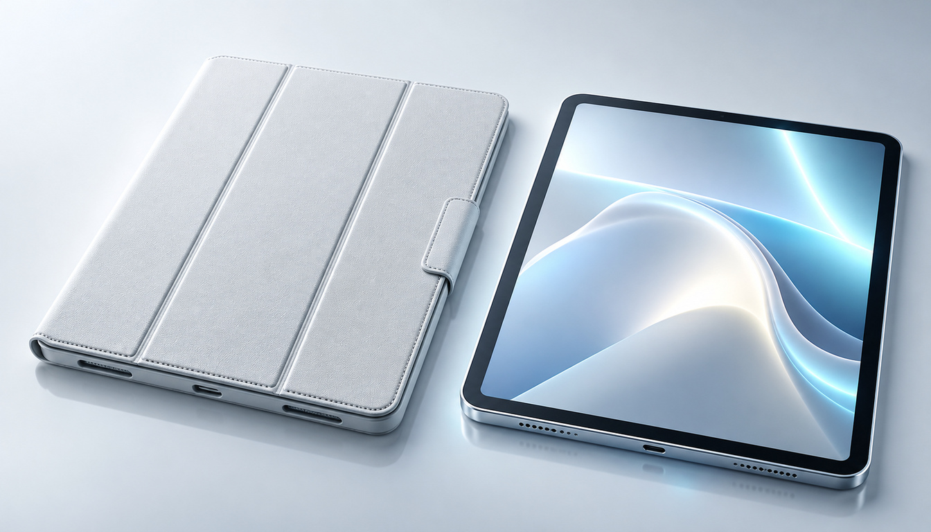 精密な設計変更を想起させるタブレット用スマートフォリオケースのイメージ